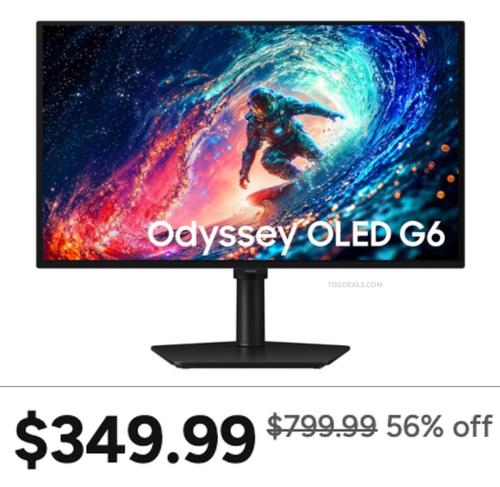 Samsung Odyssey OLED G6 Monitor $349.99 deal at Woot