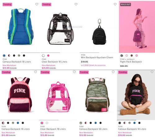 Victoria's Secret PINK Backpacks for $15.99 deal at Victoria's Secret